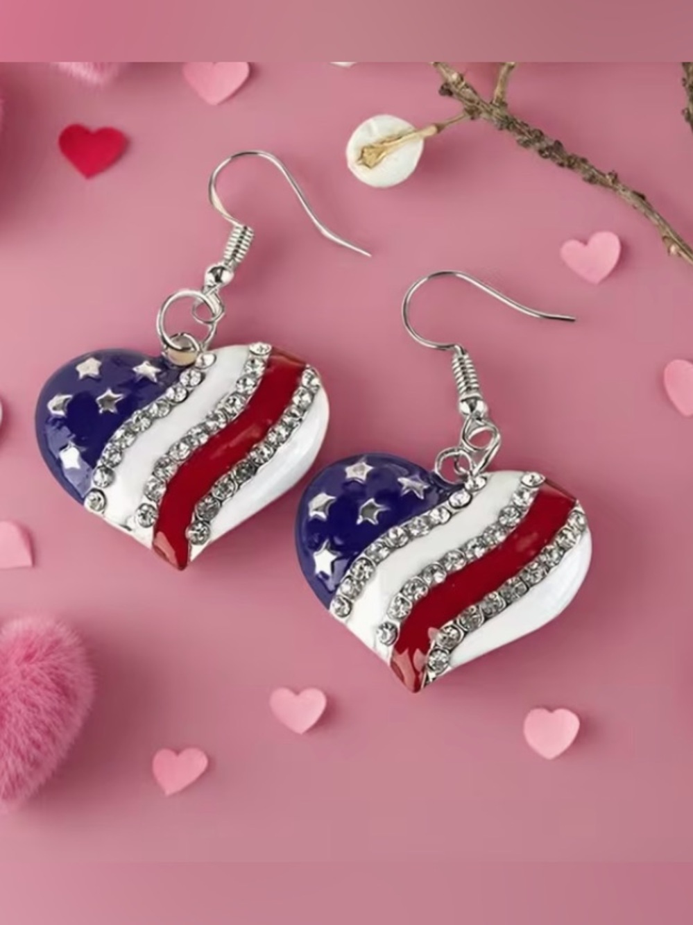 Dazzling Independence Day Heart Shaped Synthetic Zirconia Set. - Picture 4 of 5